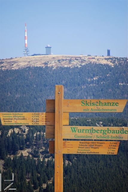 Fotos Harz : Wurmberg zum Brocken mit Schilderbaum und HSB 04/08